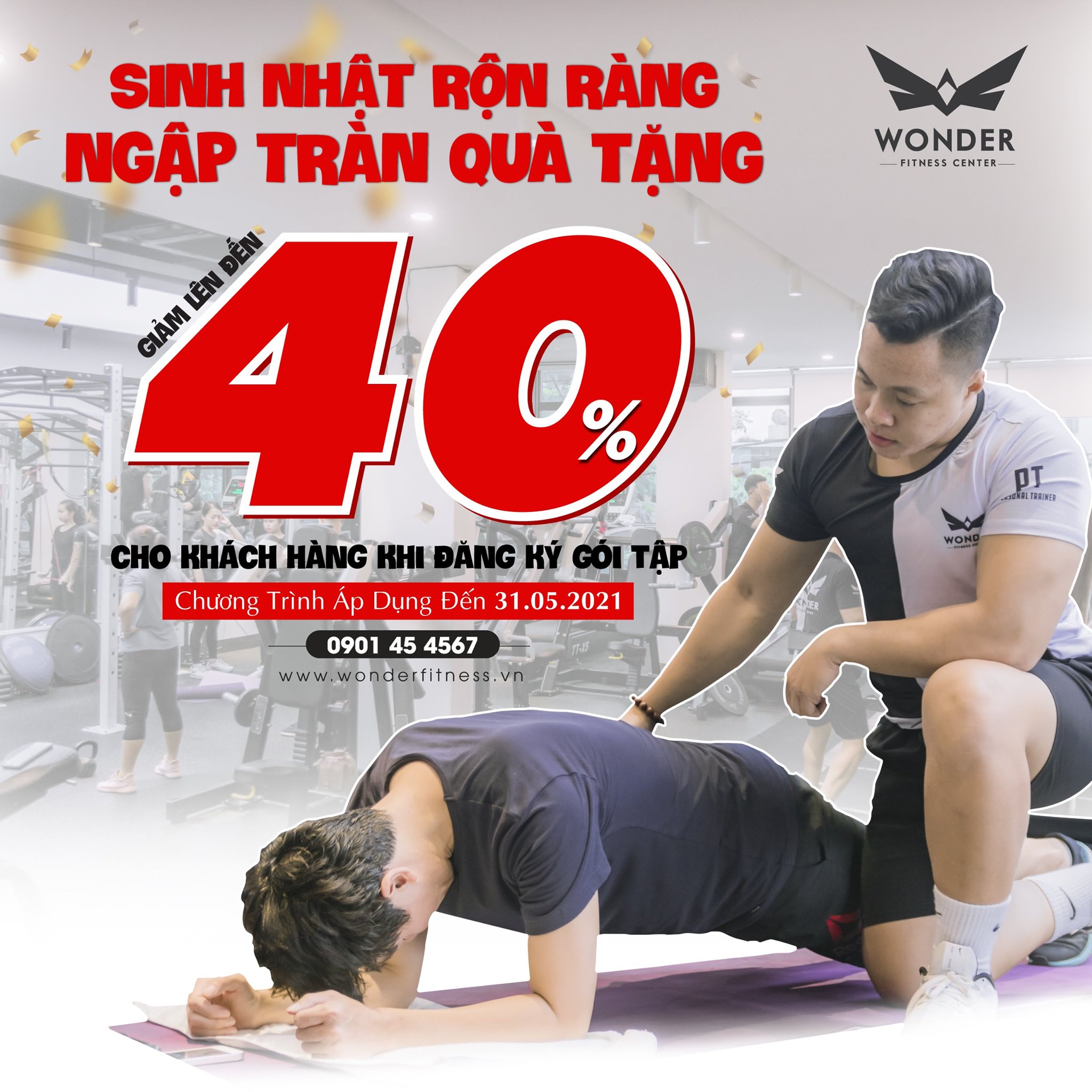 Mừng sinh nhật – Giảm giá đến 40% tại gym cao cấp Wonder Fitness Center